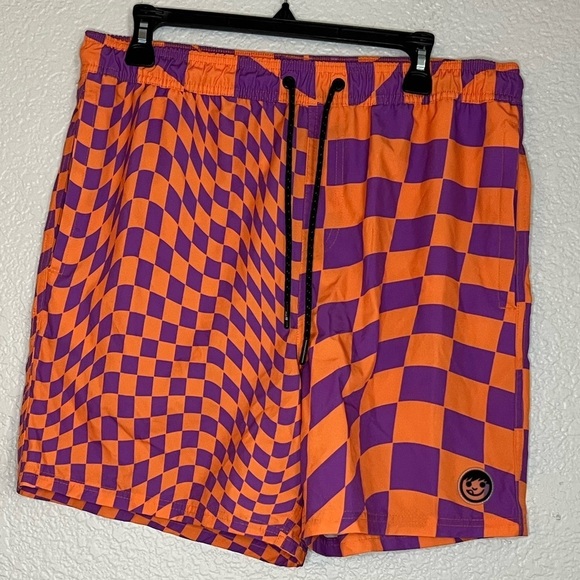 Neff Swim Trucks Shorts Orange Purple Checkered XL - Picture 1 of 4